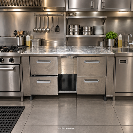 Bancone in Acciaio Professionale con cassetti 130*70 Usato