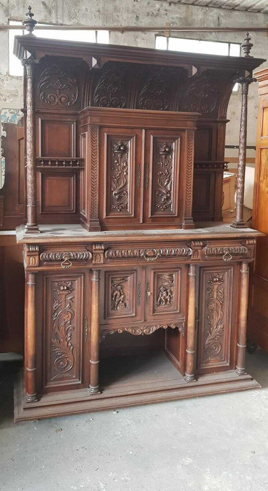 Spettacolare Credenza Rinascimento Rinascimentale Fine 800 Intagliata Minimo Restauro