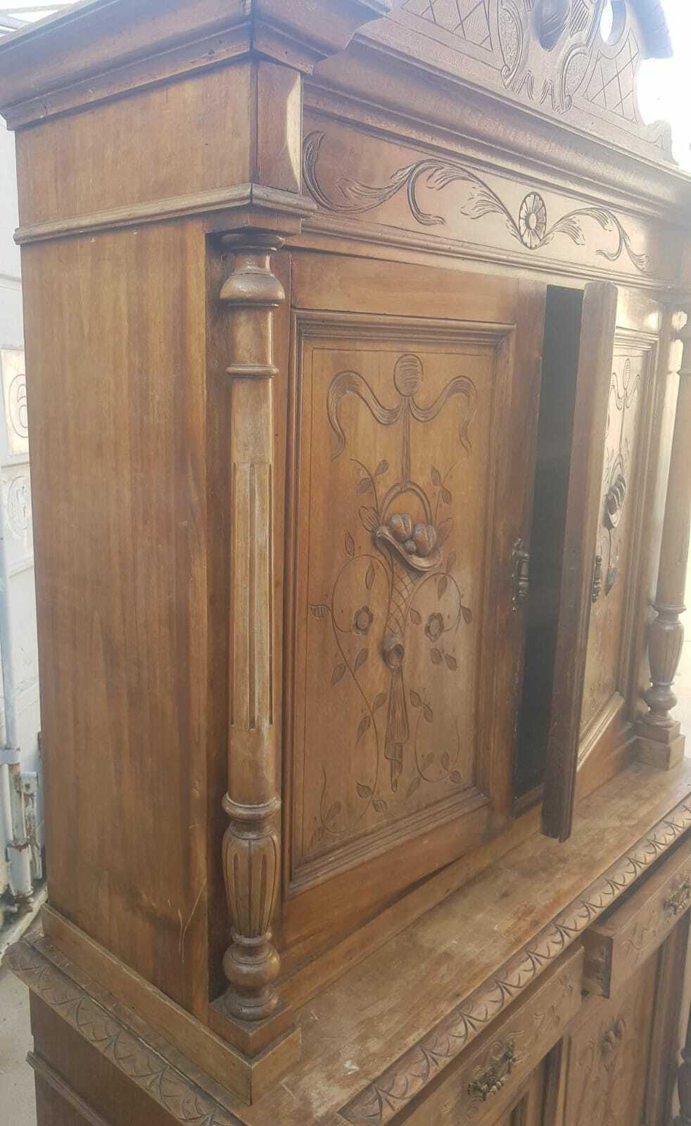 Bellissima  Credenza Doppio Corpo Fine 800 Da Restaurare