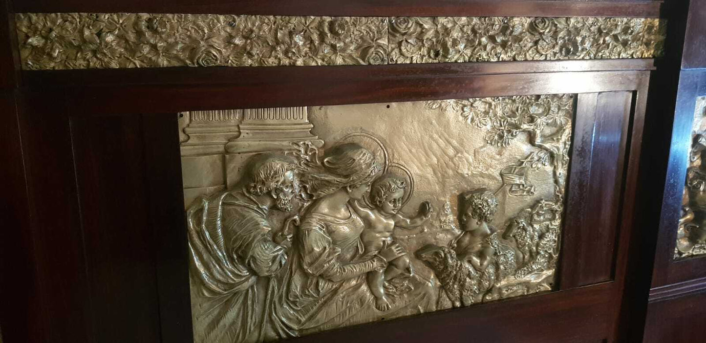 Spettacolare Letto Matrimoniale Comodini Liberty  Bronzi E Putti Anni 1900/1920