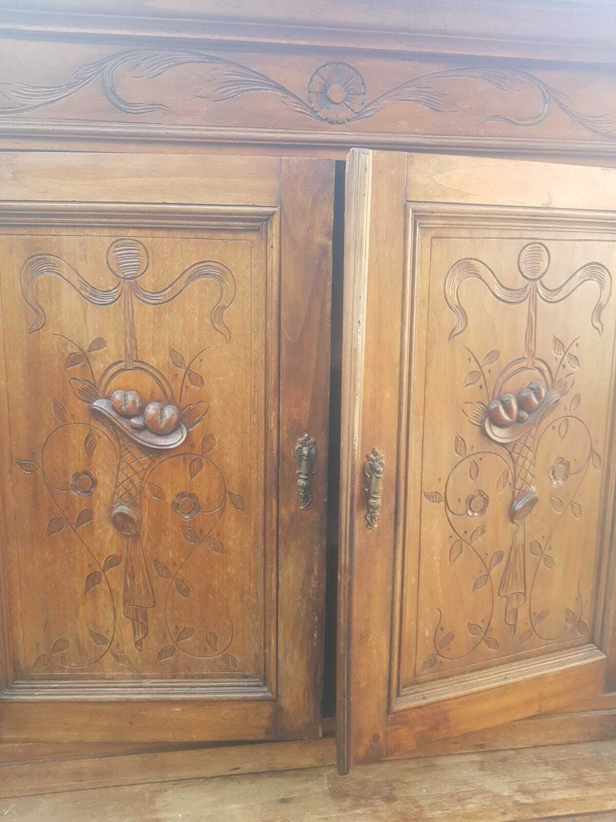 Bellissima  Credenza Doppio Corpo Fine 800 Da Restaurare