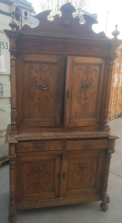 Bellissima  Credenza Doppio Corpo Fine 800 Da Restaurare