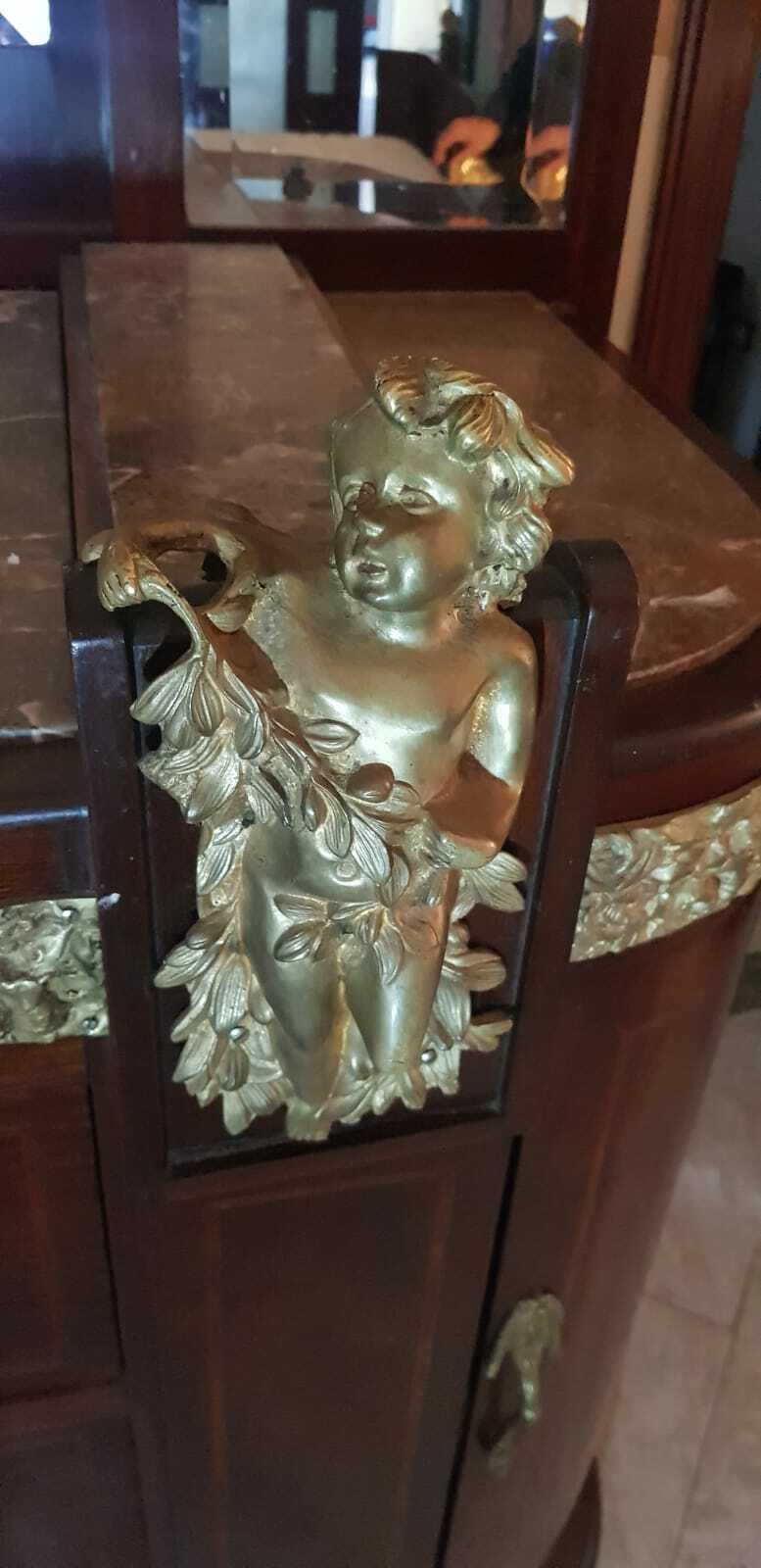 Spettacolare Letto Matrimoniale Comodini Liberty  Bronzi E Putti Anni 1900/1920