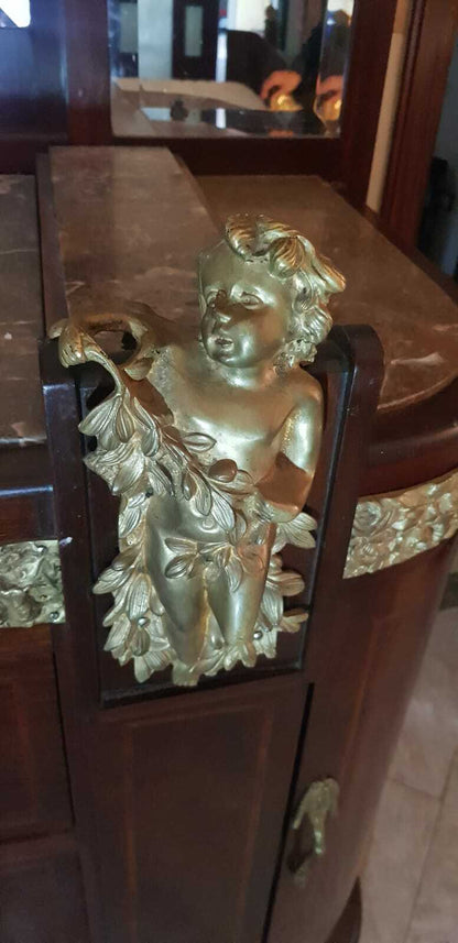 Spettacolare Letto Matrimoniale Comodini Liberty  Bronzi E Putti Anni 1900/1920