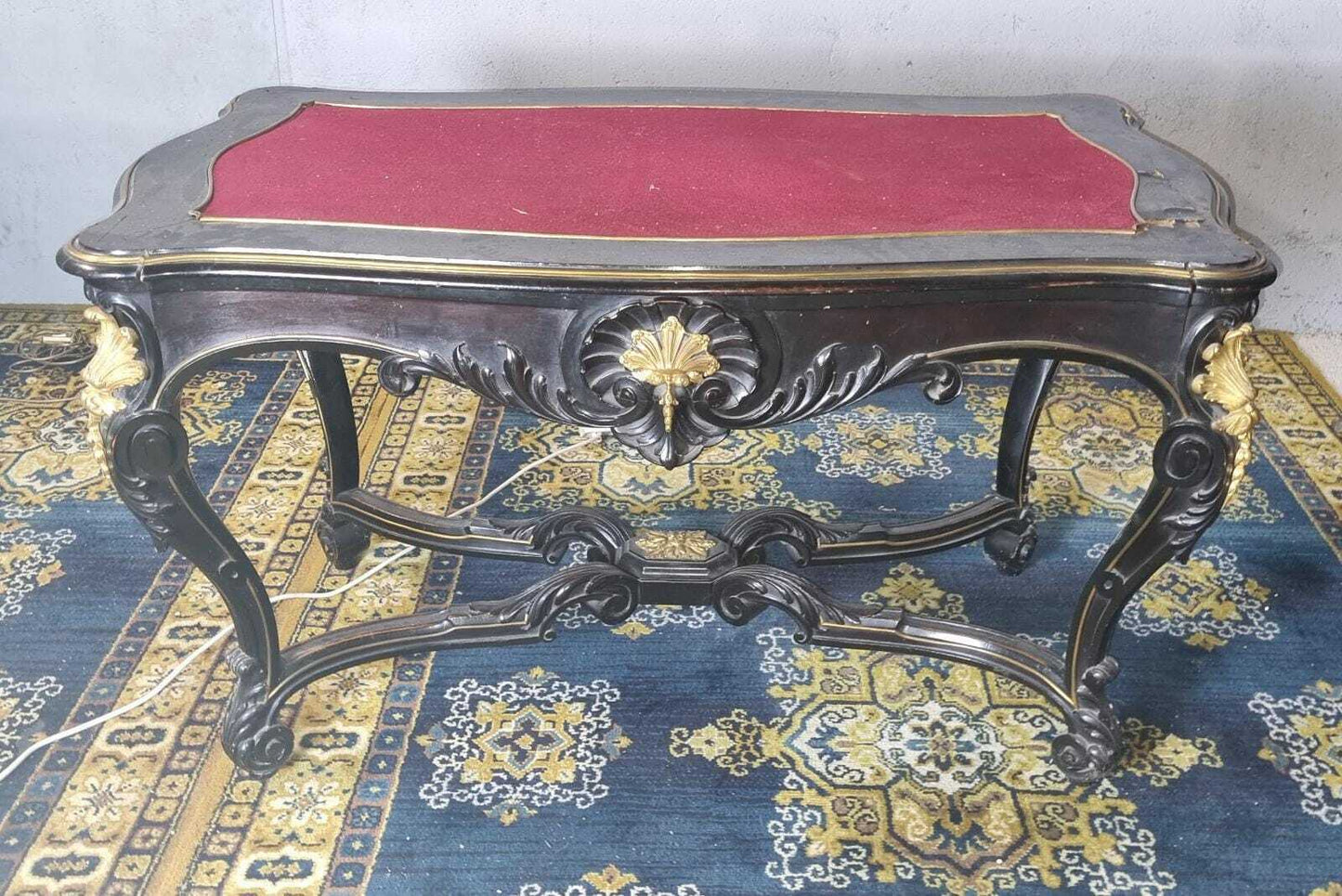 Favolosa Scrivania Epoca Napoleone III Con Bronzi 1850 Circa Da Restaurare