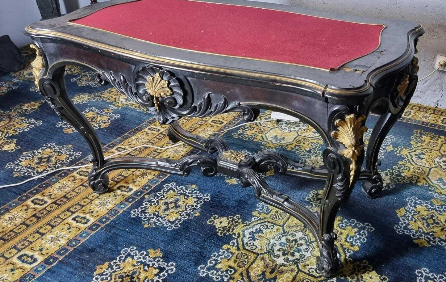 Favolosa Scrivania Epoca Napoleone III Con Bronzi 1850 Circa Da Restaurare