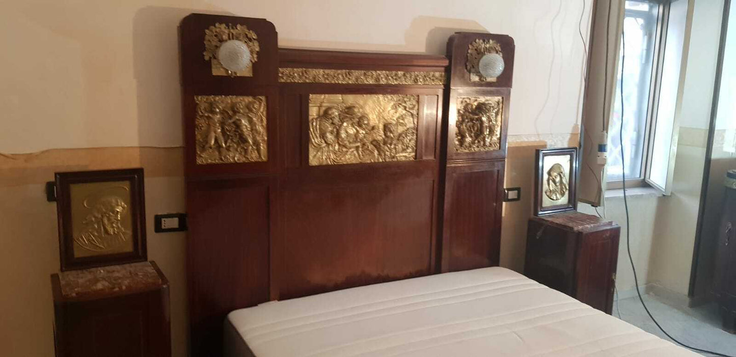 Spettacolare Letto Matrimoniale Comodini Liberty  Bronzi E Putti Anni 1900/1920